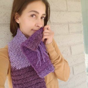 Purple Handmade Crochet Thick/Chunky Scarf